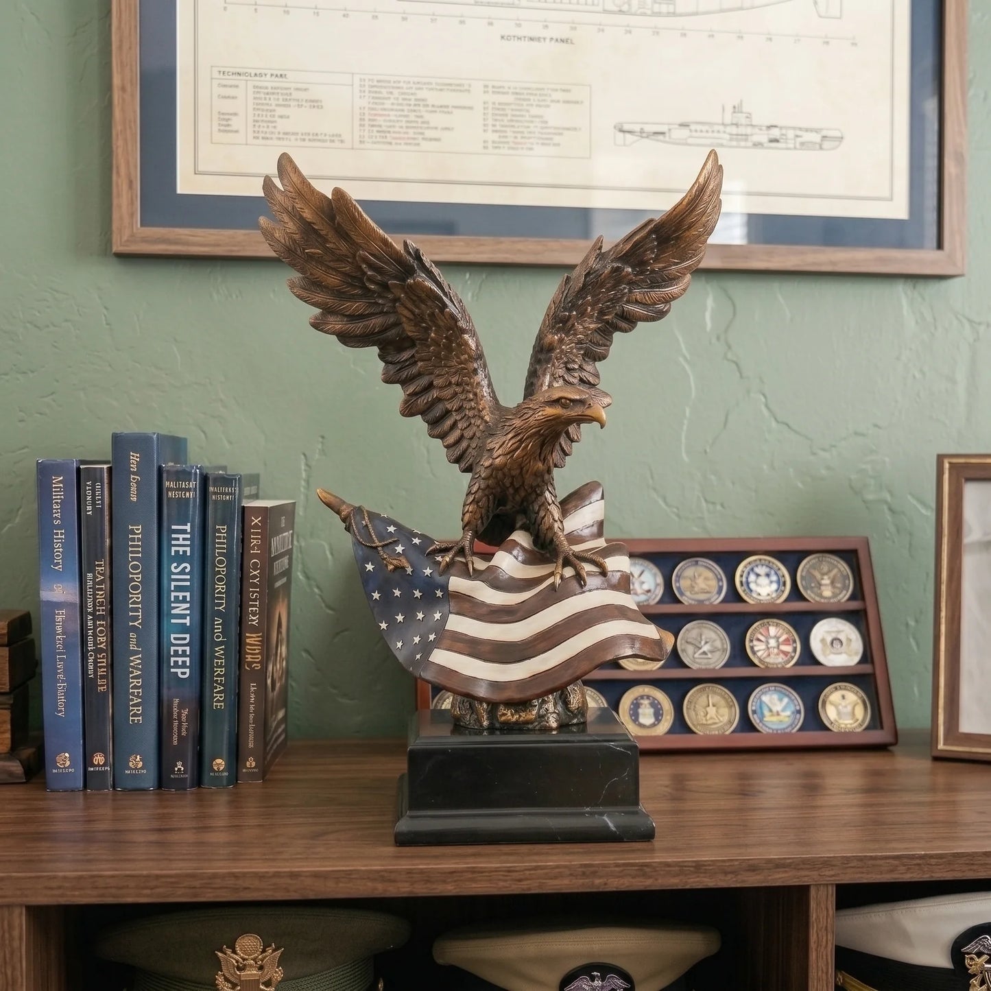 Hand-Cast American Eagle Statue